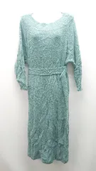 ◇ ◎ NATURAL BEAUTY BASIC 厚手 無地 冬物 ベルト付き ニット 長袖 ロング ワンピース サイズM グリーン レディース E  【1310300009726】