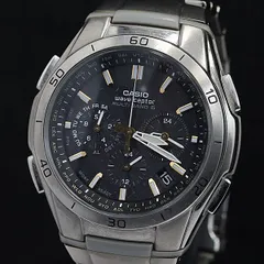 稼働 良品 カシオ ウェーブセプター WVQ-M410 電波ソーラー 黒文字盤 デイト クロノグラフ ラウンド メンズ腕時計 OSW 2000000 NSK