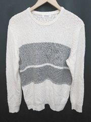 ◇ MONSIEUR NICOLE ムッシュニコル 長袖 ニット セーター サイズ48 ホワイト系 グレー メンズ P  【1405230006577】