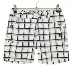 ★SALE価格★フィラゴルフ ショートパンツ 白×黒 格子柄 ポケット口・裾汚れ レディース M ゴルフウェア FILA GOLF