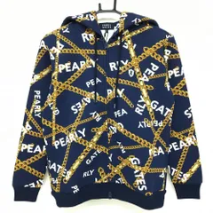 【新品】パーリーゲイツ ジップパーカー ネイビー×ゴールド チェーン柄 ロゴ刺しゅう レディース 0(S) ゴルフウェア PEARLY GATES