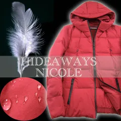 【新品】 HIDEAWAYS NICOLE ／ ハイダウェイニコル　撥水 ストレッチ ダウンジャケット ダウンパーカー 赤 レッド ｜ 秋冬 雨の日 雪の日