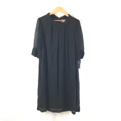 ソシアル SOCIAL ワンピース フォーマル 七分袖 フリル シースルー袖 タック 肩パッド 裏地付き タグ付き ハンドウォッシャブル仕様 黒 19サイズ 956238