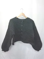 ◇ ⊇ mily bilet ミウィビレット ポコポコ クロップド丈 長袖 ニット カーディガン サイズM ブラック レディース E  【1409250035937】