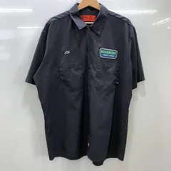 Dickies/ディッキーズ ワークシャツ 企業ワッペン US古着 半袖 シャツ ボタンダウン 企業ロゴ刺繡 オーバーサイズ ビッグシルエット MEXICO製 メンズ XL ダークグレー