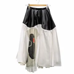 TOGA トーガ TC31-FG507 Eiko Yamazawa UPPER SKIRT コラボ フェイクレザー レーヨン スカート ホワイト ブラック サイズ 34のサムネイル
