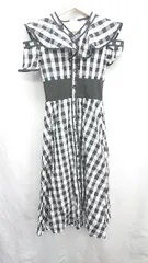 ◇ ⊂ Anmille チェック 袖なし ロング ワンピース サイズF ブラック レディース E  【1411280026236】