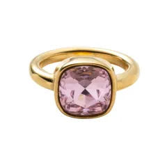 【ローズクォーツ × 12号】[Cream dot. クリームドット公式] リング 指輪 レディースステンレス製 金属アレルギー つけっぱなし サージカルステンレス カボション 人工水晶 大粒 多面カット ヌードリング 大人