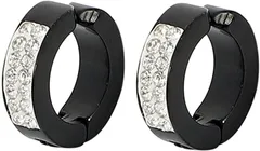 AXLUCE フェイクピアス ピアリング メンズ レディース 両耳用2点セット イヤリング 金属アレルギー対応 サージカルステンレス イヤーカフ フープイヤリング( ブラック)