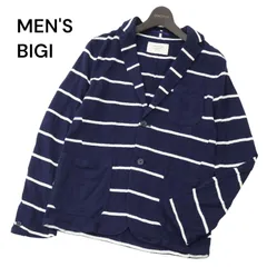 MEN'S BIGI アンコン テーラードジャケット ボーダー ネイビー M 2025年最新】メンズビギ メンズ テーラードジャケットの人気