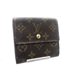 ■外観良品■LOUIS VUITTON ルイヴィトン　モノグラム　ポルトモネ　ビエ　カルトクレディ　三つ折り財布　PVC×レザー　フランス製　刻印あり　ブラウン　ゴールド金具