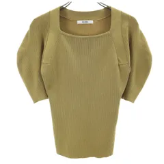 SNIDEL スナイデル 5分袖 スクエア ニット F オリーブ レディース 古着