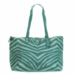 コーチ COACH トートバッグ ハンドバッグ ナイロン ゼブラ柄 アニマル ロゴチャーム付き 緑 グリーン F77526 /AO14 ■GY13
