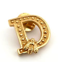 【鑑定済み】正規品 クリスチャン ディオール Christian Dior ピンブローチ Dロゴ ゴールドカラー GP ヴィンテージ