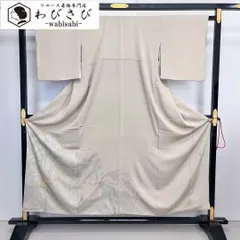 色留袖 松尾光琳 桜花図 銀彩 利休白茶色 ふくよかサイズ K-4075 色留袖 松尾光琳 桜花図 銀彩 利休白茶色 ふくよかサイズ K-4075