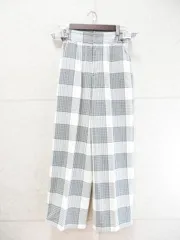 Adam et Rope' アダムエロペ ワイドパンツ ウエストゴム チェック柄 ホワイト ブラック 36サイズ GAS-09110-A