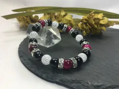 パワーストーン ブレスレット ピンクタイガーアイ&オニキス&クラック水晶 （シルバー）レディース 女性  数珠ブレス 開運 プレゼント ギフト  [n]