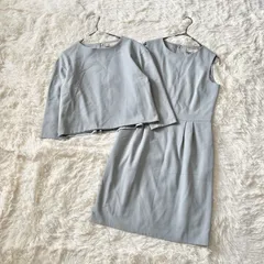 自由区　セットアップ　ワンピース　38　M　サックスブルー　レース　フォーマル　きれいめ