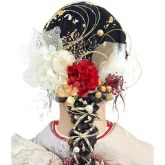 [JZOON 髪飾り] 24点セット 成人式 髪飾り 9色展開 卒業式 ヘアアクセサリー 紫陽花 かすみ草 組? ゴールド小花 チュール網 水引き 金箔 和玉 造花飾り 赤 白 ゴールド 金 振袖 和装 着物 七五三 披露宴 卒園式 浴衣 袴 結婚式 発表
