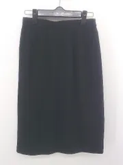 ◇ HUGO VALENTINO バックジップ フェイクレザー 膝下丈 タイト ナロー スカート サイズ9 ブラック レディース E  【1303240002377】