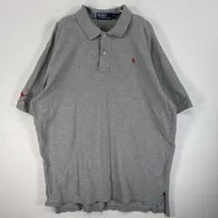 古着 90's/90年代 ポロバイラルフローレン Polo by Ralph Lauren 鹿の子 半袖 ポロシャツ ロゴ 刺繍 大きいサイズ 2ボタン XXL  グレー 無地 メンズ