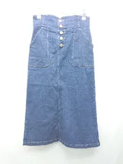 ◇ PROPORTION バックファスナー バックスリット 大人カジュアル ロング丈 フレア スカート サイズM ネイビー レディース E  【1308160049303】