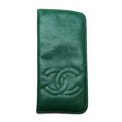 【楠本質店/元住吉】シャネル/CHANEL　ココマーク　メガネケース　キャビアスキン　グリーン　ポーチ　男女兼用　ヴィンテージ【中古】