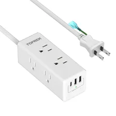 ★即日発送★TOPREK 延長コード 1.5M 電源タップ usb付き スイッチ付き コンセントタップ 6個AC口 2個Type-Aポート 1個Type-Cポート テーブルタップ 雷サージガード タコ足配線 マルチ 卓上 壁掛け 自宅用 会社用 出張 旅行