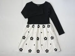 アニエスベーアンファン agnes b. enfant アウトレット 子供服 女の子 10歳 約 140cm 長袖 ワンピース 黒 白 春 秋 冬 ★2 ガールズ 女児 キッズ ジュニア 【中古】 ユーズド リサイクル こども