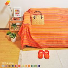 マルチカバー ソファカバー 約200×250cm前後 コットン 綿100％ マルチボーダー ベッドカバー こたつカバー 目隠し 布 ml00236