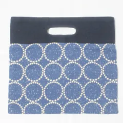 美品 mina perhonen ミナペルホネン flag bag tambourine タンバリン 刺繍 フラッグバッグ ハンドバッグ ネイビー×ブラック レディース 古着 中古 USED