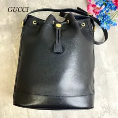 ✨美品✨ GUCCI グッチ ショルダーバッグ トートバッグ 巾着 バケツ型 インターロッキング ロゴ型押し ゴールド金具 A4収納 大容量 ロゴプレート 肩掛け シボレザー レディース ブラック 黒色