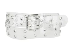 Allegra K クリア 太ベルト透明 幅広ベルト ワイド ウエストベルト ピンバックル レディース クリア 106 cm