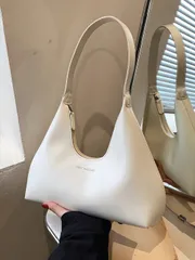 バッグ レディース ショルダーバッグ 軽量、ビジネスカジュアル、白、ヴィンテージ、シンプルなフランス語月形の脇の下バッグ、ファッショナブルでエレガントなショルダークロスバッグ、10代向け、女性大学生、初心者、サラリ