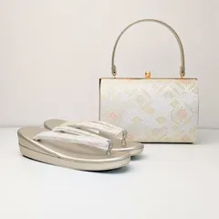 和装 草履バッグセット フォーマル 帯地 ゴールド フリー/LLサイズ kz3