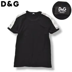 ドルチェアンドガッバーナ DOLCE＆GABBANA D＆G Tシャツ クルーネック カットソー ロゴ 刺繍 横割り EU L ブラック x グレー ラグジュアリー ハイブランド デザイナー カジュアル ウェア メンズ