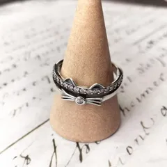 140Ca【猫耳】フリーリング　フリーサイズ　ネコ　ダイヤ　SV925　シルバー　ピンク清楚　普段使い　フォーマル　デート　レディース　ギフト　プレゼント　高見え　シルバー　オープンリング　キャットデザイン　繊細ライン　指元アクセント　きらめき　フェミニン