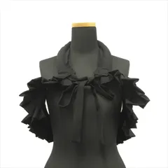 美品 コムデギャルソン COMME des GARCONS ウールギャバジン パデット フェイクカラー 付け襟 ネックアクセサリー 中綿 フリル 黒 ブラック レディースのサムネイル