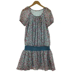 NATURAL BEAUTY BASIC ナチュラルビューティーベーシック   総柄 フレアワンピース sizeＭ/スカイブルー×レッド