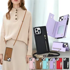 薄型 iPhoneケース スマホケース ショルダー タイプ 小銭入れ付き iPhone 16 14 15 Plus 背面手帳型ケース アイフォン 13 12 se ケース 携帯ショルダー ストラップ付き RFID スキミング防止