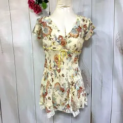 【美品】フラワープリント シフォンチュニック【9AR】MON REFRAIN