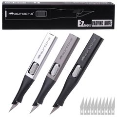 aurochs EZ-tools カービングナイフ 替刃 １０枚付 デザインナイフ アートナイフ クラフトナイフ 細工用カッター 軽量 アルミニウム製 プラモデル 彫刻 切絵