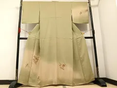 平和屋着物●訪問着　中国三大刺繍　スワトウ刺繍　汕頭刺繍　雪輪草花文　暈し染め　金彩　正絹　逸品　AABB7259ph