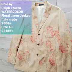 Polo by Ralph Lauren ラルフローレン■美品 2000s イタリア製 高級リネン使用 水彩画 フローラル柄 3B テーラードジャケット 40 表参道店購入 数量限定品 日本製リネン