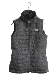 【お得なクーポン配布中!】 US企画 ノースフェイス フルジップ リバーシブル ベスト ガールズ M レディース XS 程 アウトドア ハイ パイル フリース 中綿 ナイロン 黒