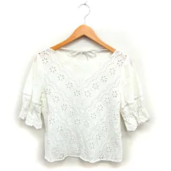 ジルバイジルスチュアート JILL by JILLSTUART レース ブラウス リボン コットン 綿 クロップド スカラップネック 五分袖 FR オフホワイト /NT11のサムネイル
