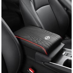 ◆日産 NISSAN◆ブラック/レッドエッジ◆アームレストマット コンソールボックスパッド 形状記憶 肘置きカバー 収納ボックスマット 革製 高