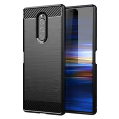 【人気商品】スマホケース SO-03L/SOV40用の 用の ケース カバー ケース 炭素繊維カバー 1 (素材/TPU) 指紋防止 滑り止め Xperia 薄型 軽量 耐衝撃 【UNEED】Sony 簡易脱着 ソフトケース カラー：黒