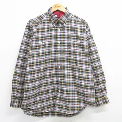 XL/古着 トミーヒルフィガー 長袖 ブランド シャツ メンズ 90s ワンポイントロゴ コットン ボタンダウン 紺他 ネイビー チェック 25mar15 