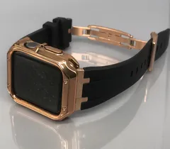 GimelZayinセット シーム ブラック Rゴールド アップルウォッチ ラバーベルト Apple Watch ケース　カバー　ウルトラ　38mm 40mm 41mm 42mm 44mm 45mm 49mm Apple Watch バンド